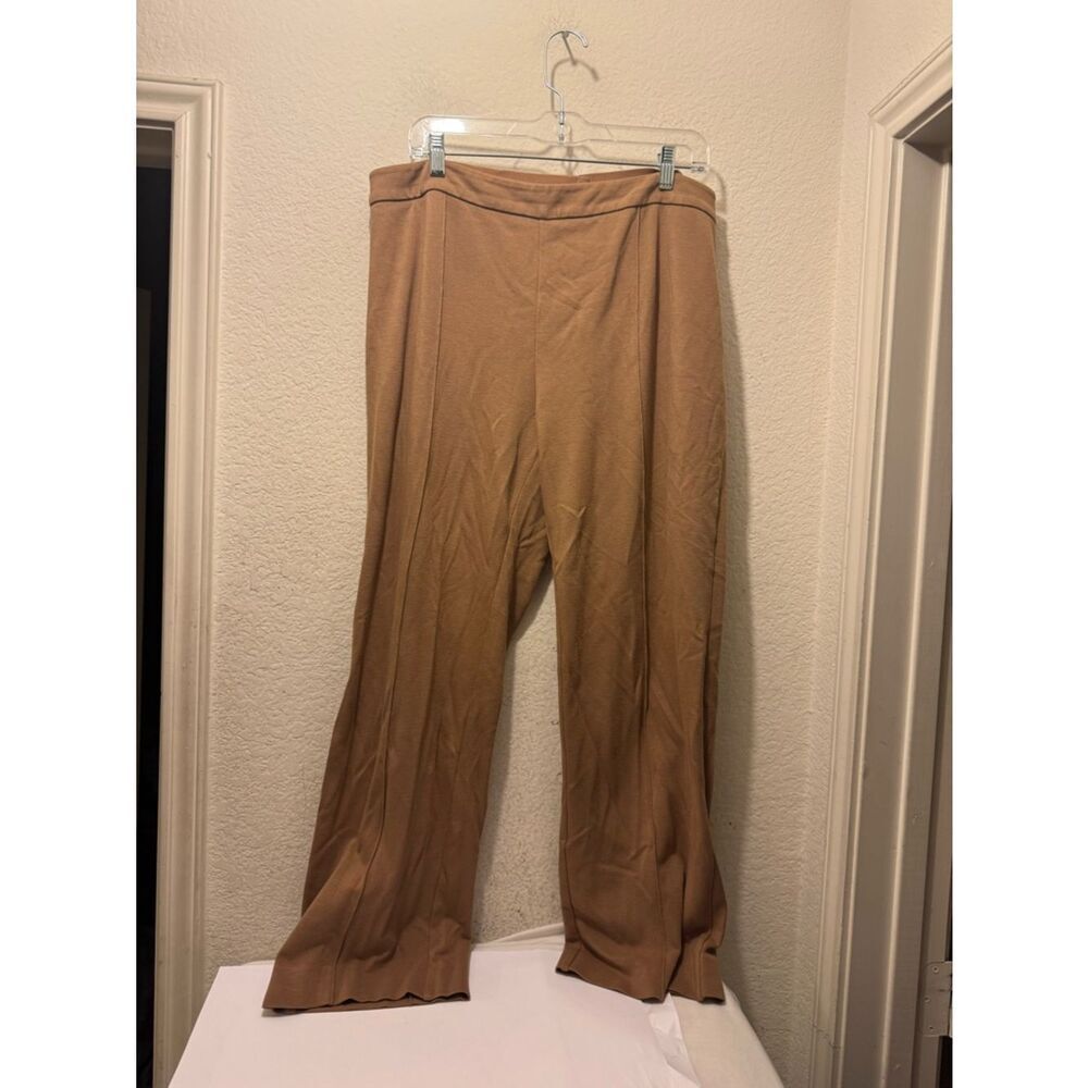 Carlisle Wide-Leg Pull-On Pants in Camel Brown size 18